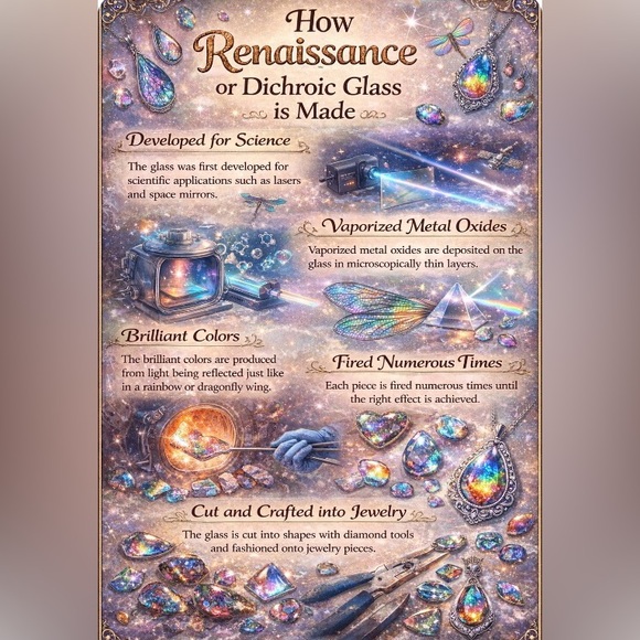 Pendant*Dichroic Glass 925 Solid Sterling Silver Setting Colorful Bar - Picture 4 of 11